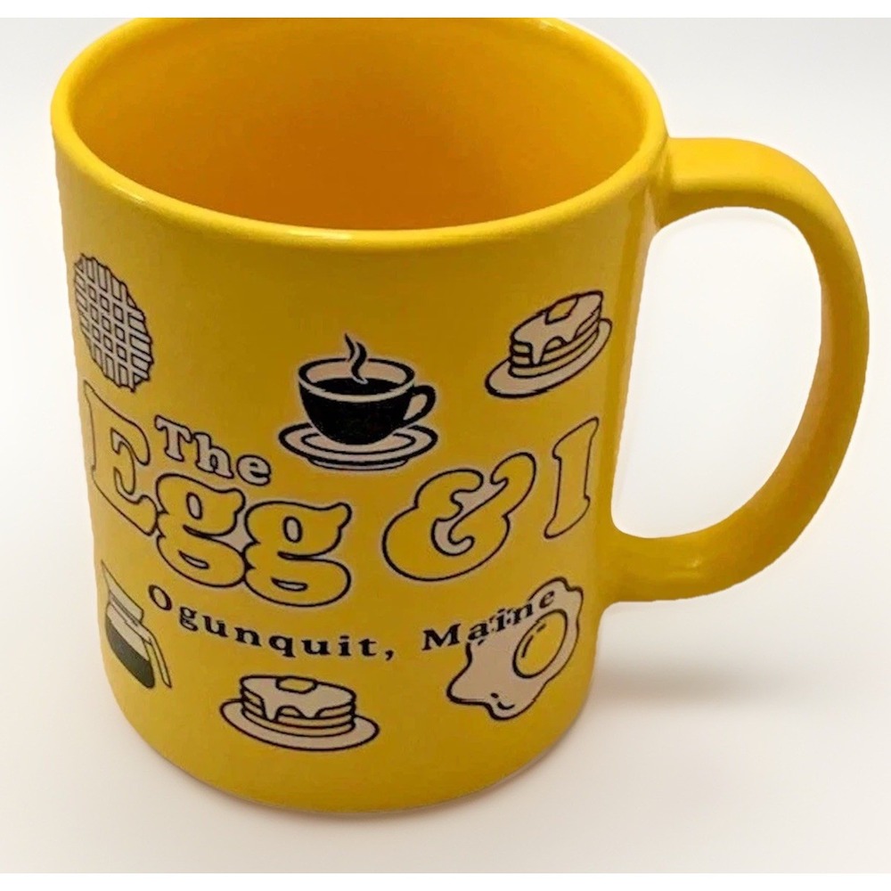 VTG Restaurant Diner Mug Ogunquit Maine ME USA Egg & I Yellow Retro Ceramic Rare